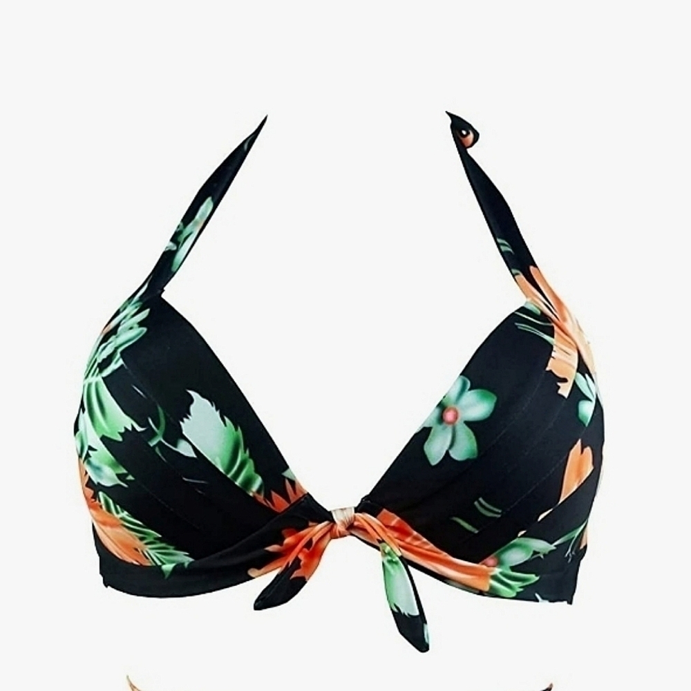 COCOSHIP Retro 50's Floral Halter Bikini Top M New Summer Pool Beach Vacation